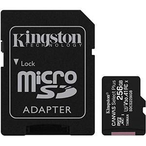 256GB microSD Class10 A1 UHS-I + SD adapter  Kingston Canvas Select Plus 