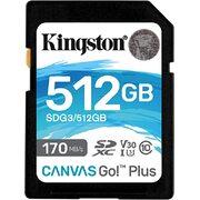 Карта памяти 512GB SD Class10 UHS-I U3 (V30)  Kingston Canvas Go! Plus
