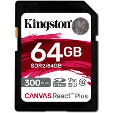 Карта памяти 64GB SD Class10 UHS-II U3 (V90)  Kingston Canvas React Plus