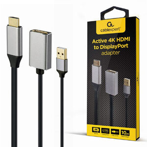 Адаптер DP F to HDMI M Active 4K Cablexpert A-HDMIM-DPF-02 Адаптер DP F to HDMI M Active 4K Cablexpert A-HDMIM-DPF-02