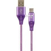 Cable USB2.0/Type-C - 2m - Cablexpert CC-USB2B-AMCM-2M-PW, Purple/White