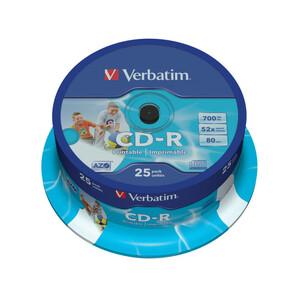 CD-R   Printable  25*Cake, Verbatim, 700MB, 52x, AZO, Printable Full I