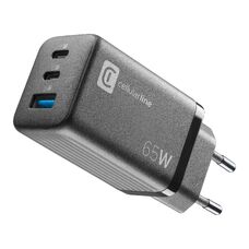Блок питания GAN Cellularline, 3 Ports, 2 PD + USB, 65W, Black Блок питания GAN Cellularline, 3 Ports, 2 PD + USB, 65W, Black