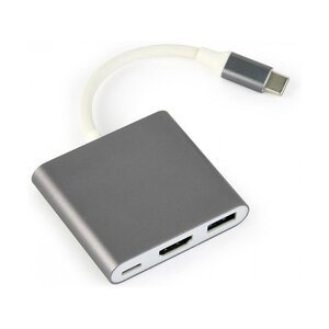 Адаптер USB-C to 3-in-1 - Gembird A-CM-HDMIF-02-SG Адаптер USB-C to 3-in-1 - Gembird A-CM-HDMIF-02-SG
