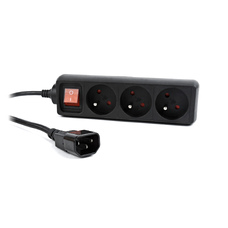 Удлинитель для ИБП - Gembird EG-PSU3-01, 3 розекти, 10 A, 0.6m, black Удлинитель для ИБП - Gembird EG-PSU3-01, 3 розекти, 10 A, 0.6m, black