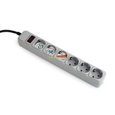 Сетевой фильтр Gembird SPG6-B-6C, 6 Sockets, 1.8m, Grey Сетевой фильтр Gembird SPG6-B-6C, 6 Sockets, 1.8m, Grey