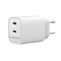 Зарядное устройство 2×USB-C 45W Gembird TA-UC-2C-PD45-01-W