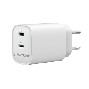 Зарядное устройство 2×USB-C 45W Gembird TA-UC-2C-PD45-01-W