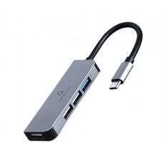 USB-хаб 4-портовый - Gembird UHB-CM-U3P1U2P3-01, Silver