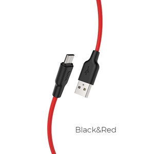 Кабель HOCO X21 Silicone micro charging cable (1m), black＆red