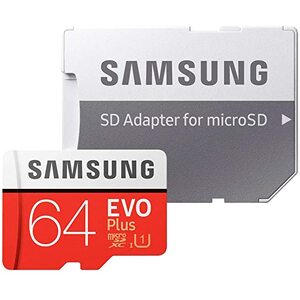 Карта памяти 64GB MicroSD+SD adapter, Samsung EVO Plus MB-MC64GA