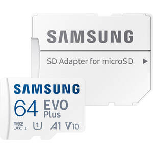 Карта памяти 64GB MicroSD+SD adapter, Samsung EVO Plus MB-MC64KA Карта памяти 64GB MicroSD+SD adapter, Samsung EVO Plus MB-MC64KA