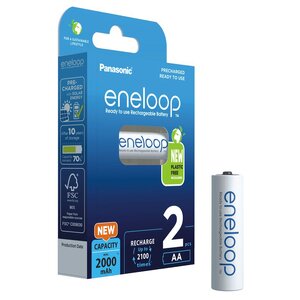 Аккумуляторы AA Eneloop 2000mAh, Blister*2, Panasonic, BK-3MCDE/2BE Аккумуляторы AA Eneloop 2000mAh, Blister*2, Panasonic, BK-3MCDE/2BE