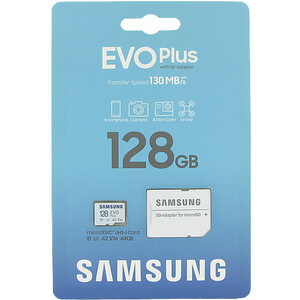 Карта памяти 128GB MicroSD +SD adapter, Samsung EVO Plus MB-MC128KA