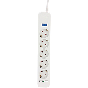 Сетевой фильтр SVEN SF-05LU, 5 Sockets + 2 USB, 1.8m, White Сетевой фильтр SVEN SF-05LU, 5 Sockets + 2 USB, 1.8m, White