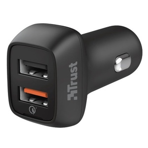 USB Car Charger - Trust Qmax 30W Ultra-Fast Dual USB Car Charger with QC3.0