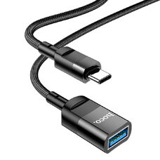 Удлинитель HOCO U107 Type-C Male to USB Female USB 3.0 (черный) 1.2м