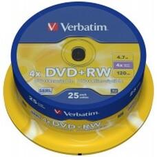 Verbatim DataLifePlus DVD+RW SERL4.7GB 4X MATT SILVER SURFAC - 25pcs