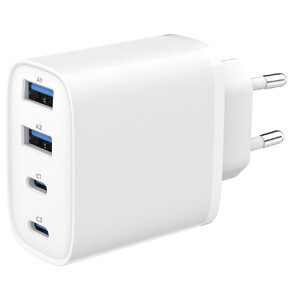 Зарядное устройство 40 W GaN Gembird TA-UC-2A2C-PD40-01-W, White Зарядное устройство 40 W GaN Gembird TA-UC-2A2C-PD40-01-W, White